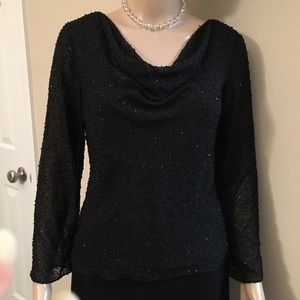 Talbots Beaded black Sheer Blouse